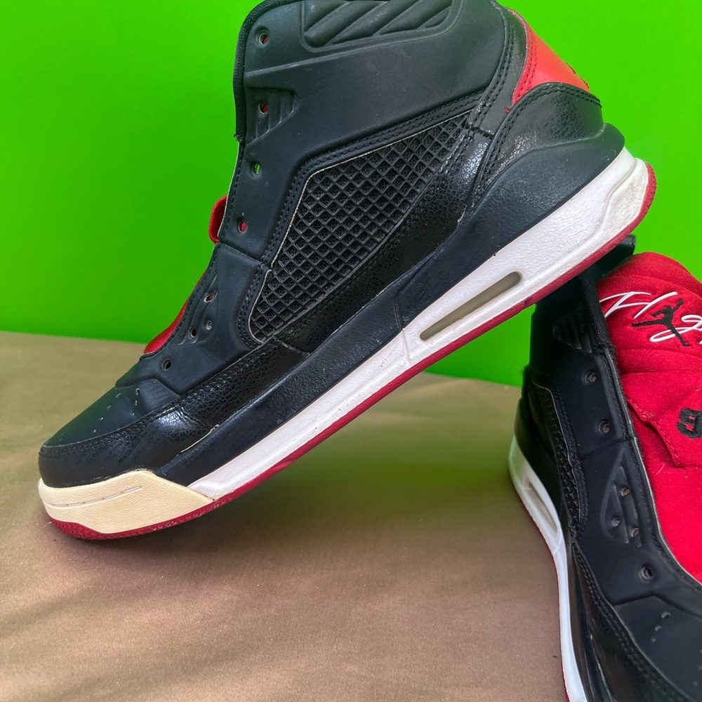 Nike Air Jordan Flight Black Red Men’s Sneakers Size 9 No Laces - Picture 6 of 10